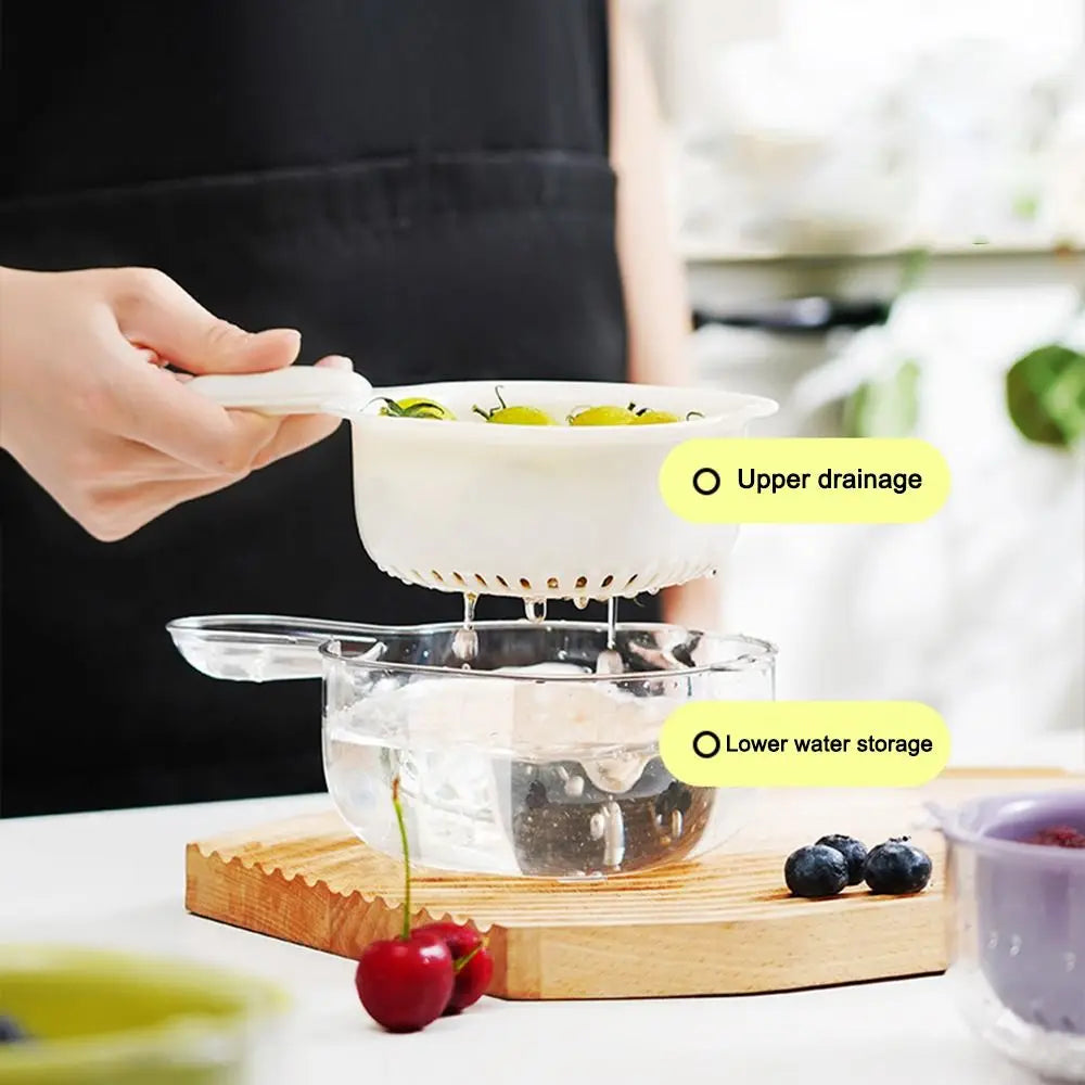 Double-Layer Drain Basket Vegetable Wash Bowl with Handle Kitchen Drain Basket Richie's