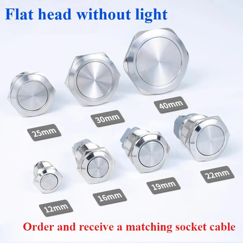 Waterproof Metal LED Push Button Switch 12–22mm Momentary Latching LED Push Button Switch Richie's No light 12mm 12-24V|Self-locking