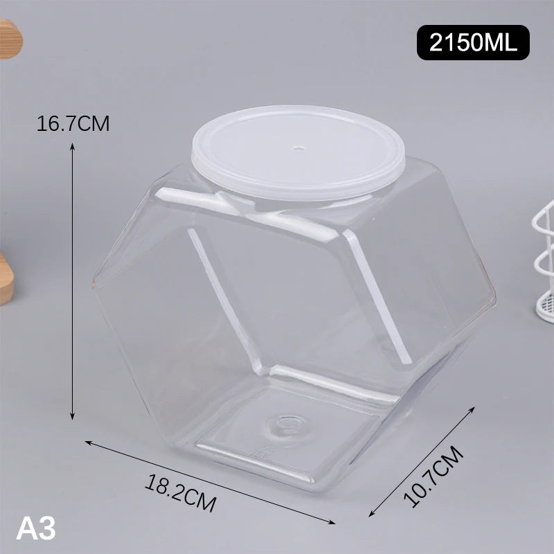 Hexagonal Candy Cookie Jar Airtight PET Storage Container Food Storage Jar Richie's 2150ml