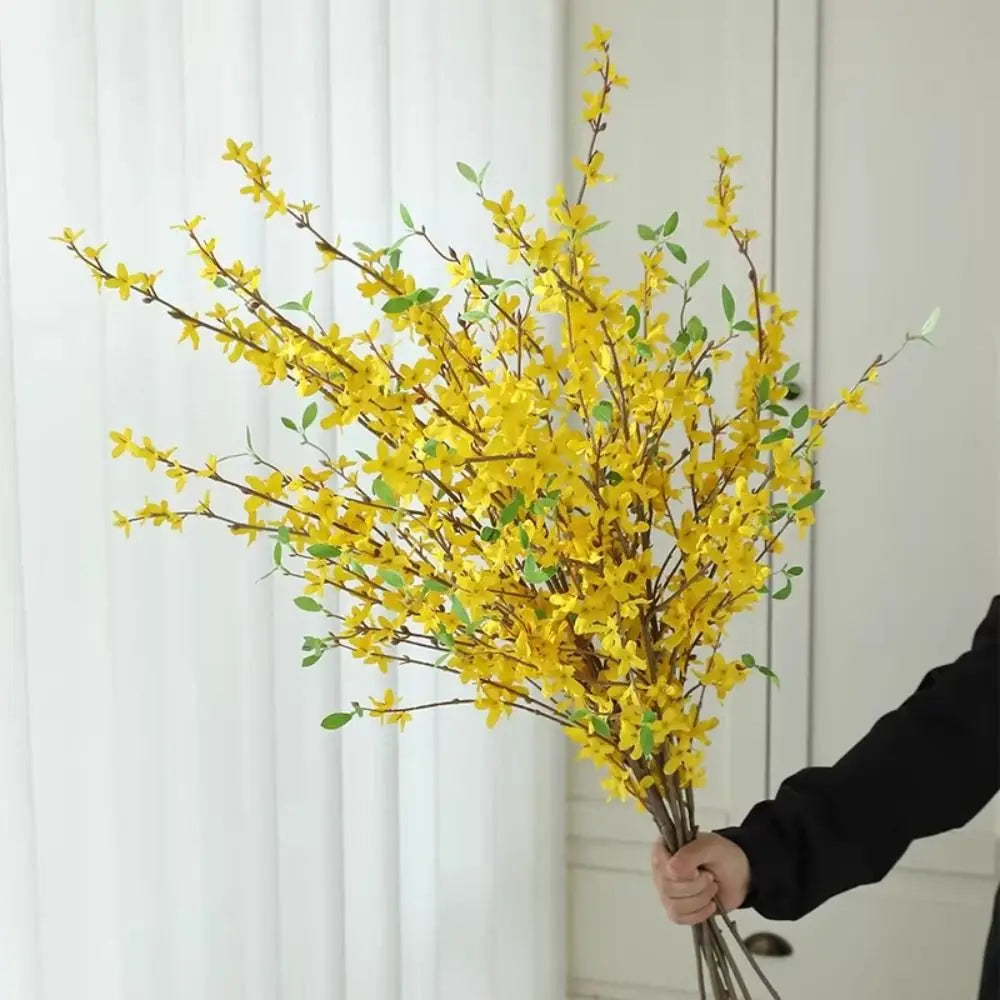 Yellow Faux Forsythia Stem 100cm – 12-Fork Artificial Flower Artificial Flower Stem Richie's