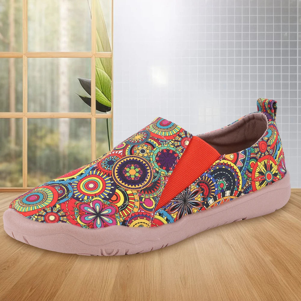 Women's Canvas Slip-On Loafers – Ethnic Anti-Slip Flat Shoes Canvas Slip-On Loafers Richie's