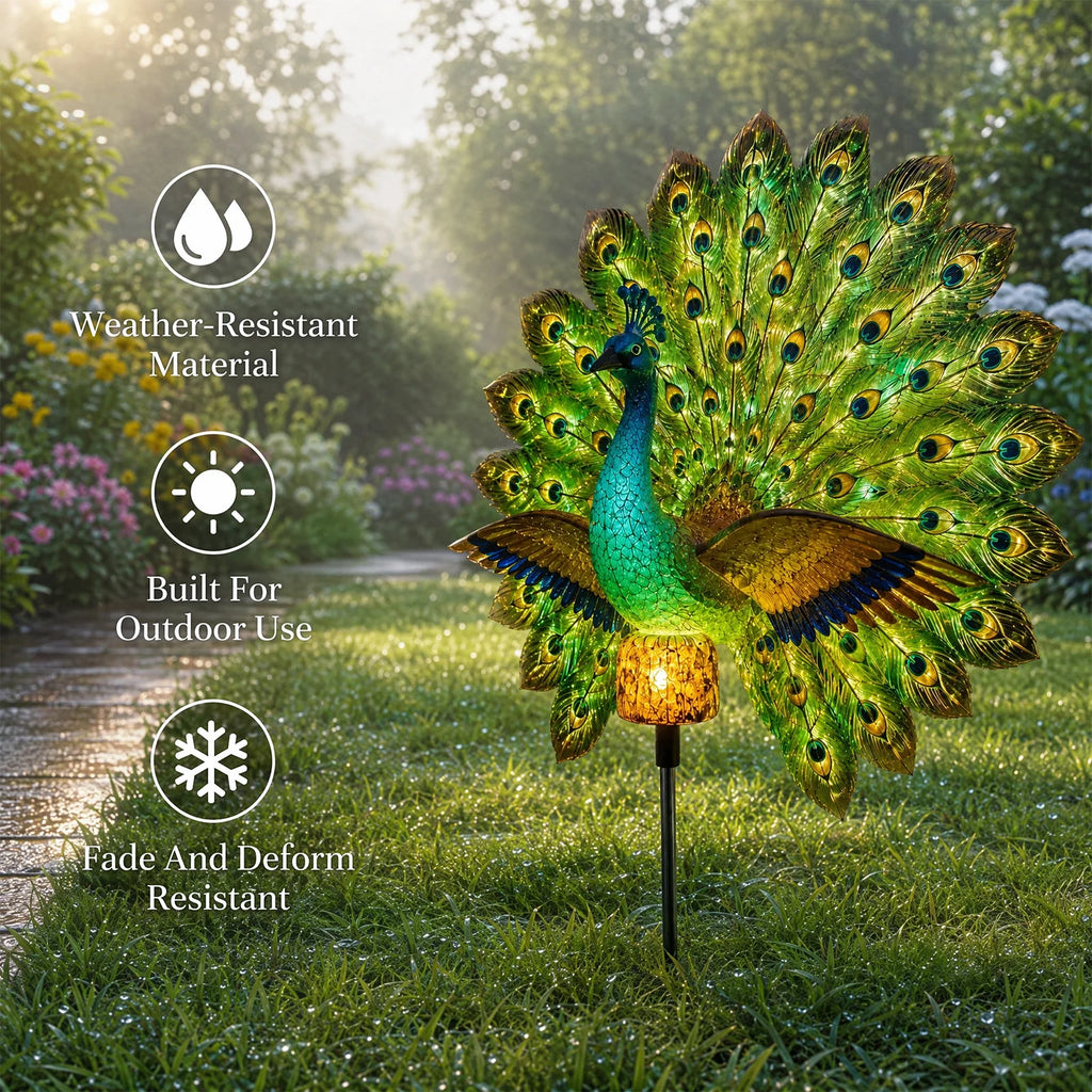 Solar Peacock Garden Stake Light – Resin Outdoor Figurine Solar Garden Stake Light Richie's