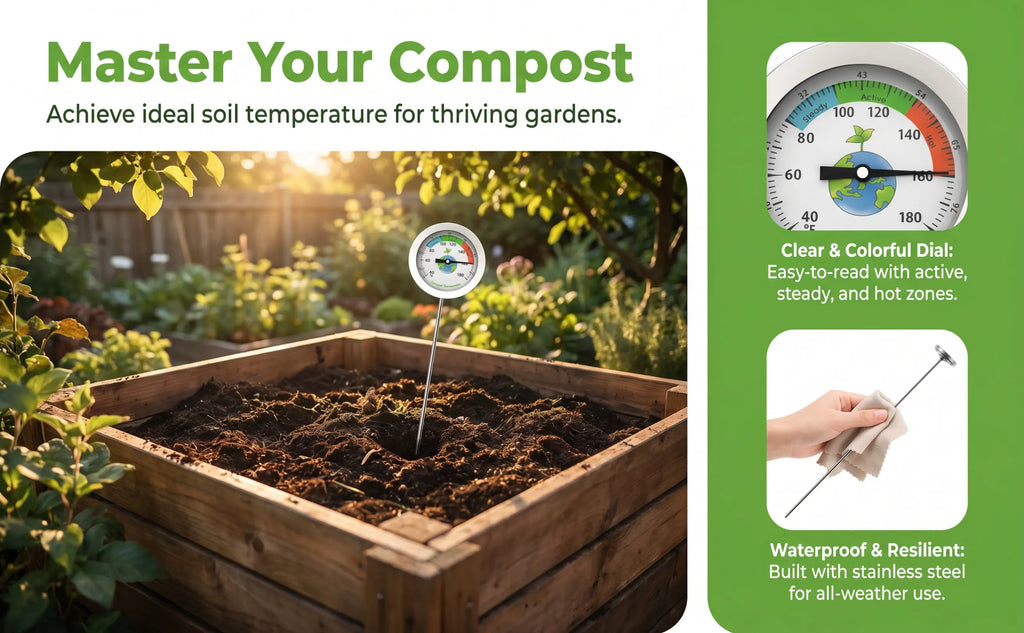 Compost Soil Thermometer – Waterproof Stainless Steel Probe Soil Thermometer Richie's
