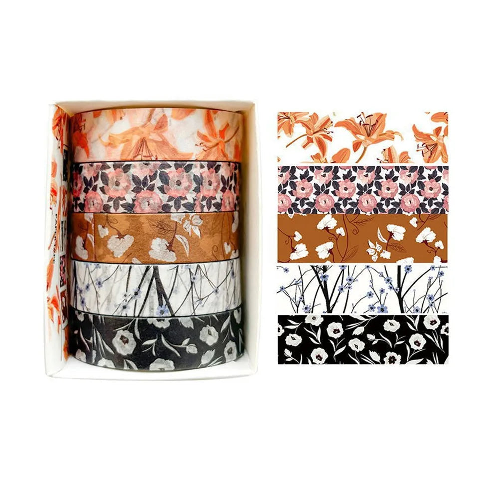 5 Rolls Spring Flower Washi Tape – Multicolor DIY Craft Set Decorative Washi Tape Richie's 6
