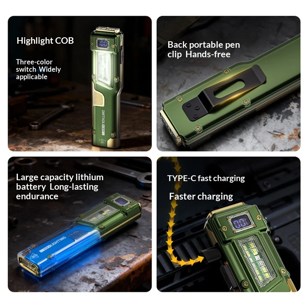 Mini Tactical EDC LED Flashlight – Rechargeable, Digital Display Tactical LED Flashlight Richie's