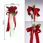Retro Flower Bow Wedding Car Rearview Mirror Door Decoration Wedding Car Decoration Richie's