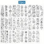 32 Pcs DIY Christmas Coloring Bookmarks with Ribbon DIY Craft Bookmarks Richie's 32 Pcs A