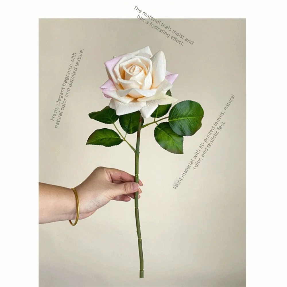 Multicolor Artificial Rose Single Stem – Real Touch Faux Flower Artificial Flower Richie's