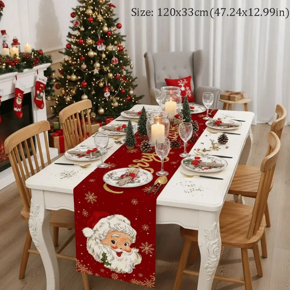 Christmas Table Runner Santa Snowman Elk Holiday Décor 120x33cm Christmas Table Runner Richie's