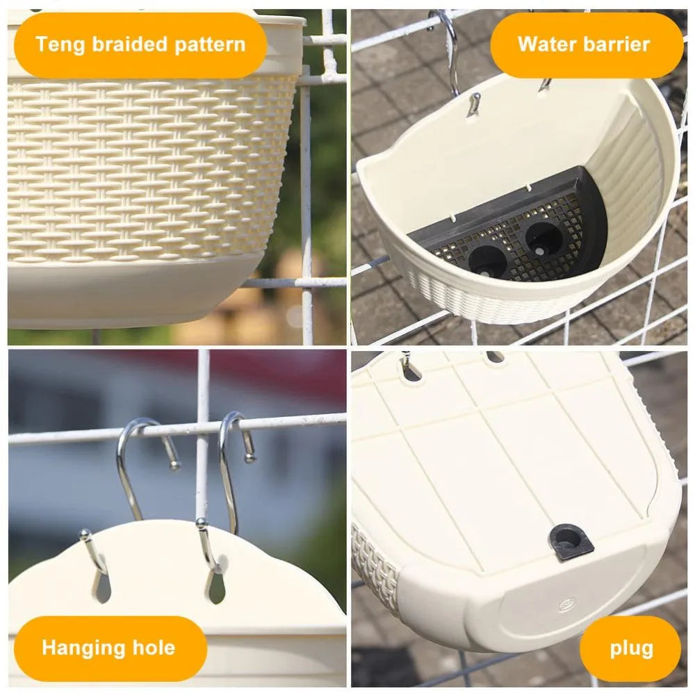 Wall-Mounted Rattan-Style Semi-Circular Hanging Plant Pot Hanging Wall Planter Richie's