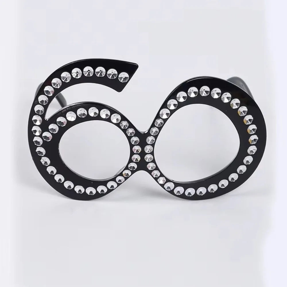 Rhinestone Birthday Number Party Glasses 16 18 30 40 50 60 Party Novelty Glasses Richie's Number 60