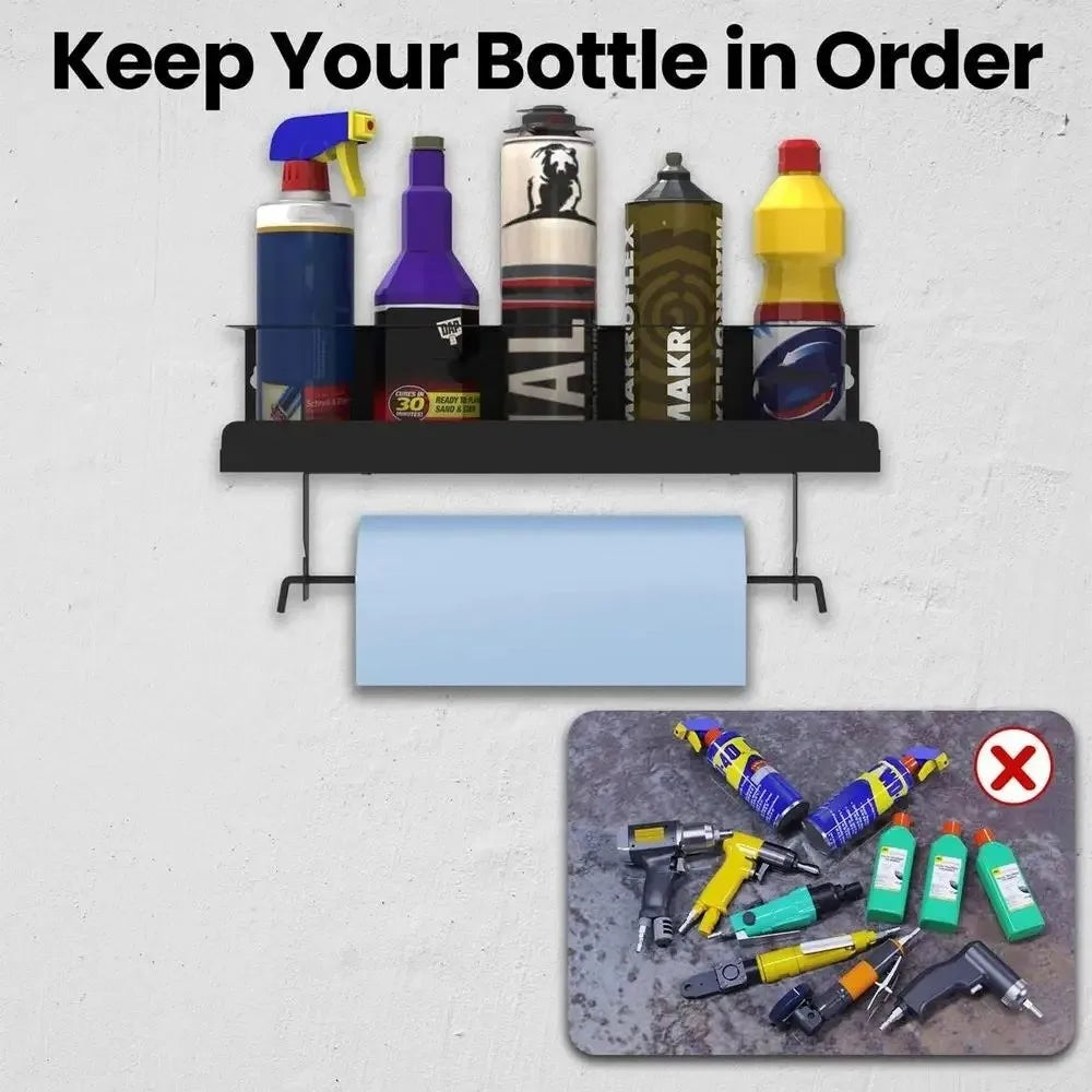 Wall-Mounted Metal Spray Bottle Rack – Garage Storage Organizer Wall Storage Rack Richie's
