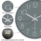8 Inch Silent Wall Clock – Quartz Battery Operated Modern Design Wall Clock Richie's