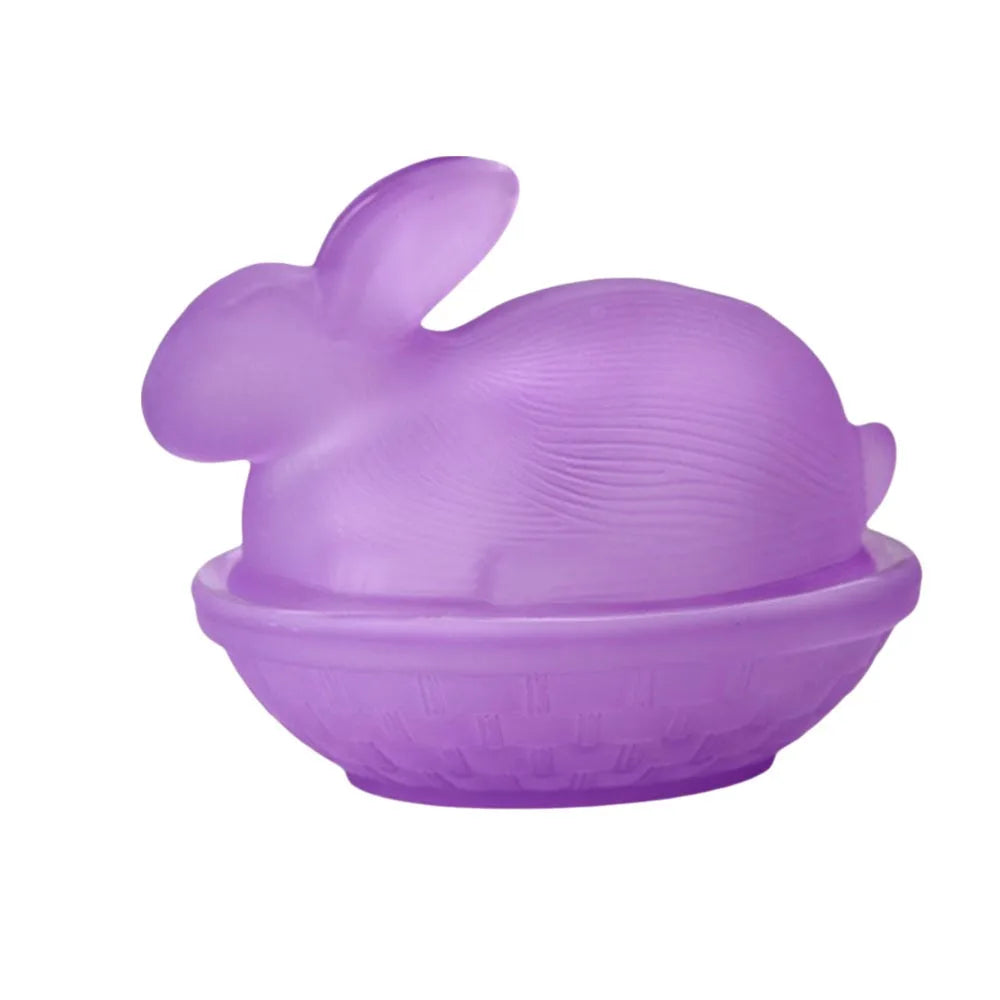 Rabbit-Shaped Glass Candy Dish with Lid | Easter Bunny Jar Glass Candy Jar Richie's Purple