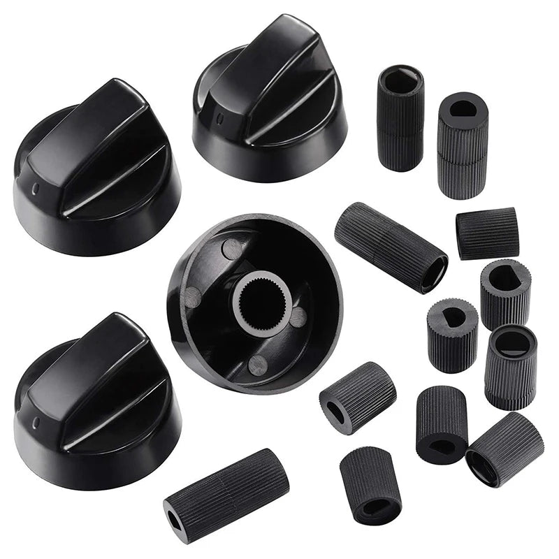 4-Pack Universal Gas Stove Control Knobs with 12 Adapters Stove Control Knobs Richie's Black