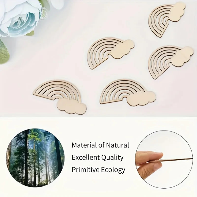 10pcs Wooden Rainbow & Cloud DIY Craft Hangings | Unfinished Wood Craft Hangings Richie's