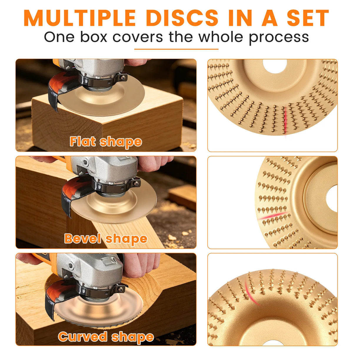 Wood Carving Disc Set for Angle Grinder – A3 Steel Anti-Clog Wood Carving Disc Set Richie's