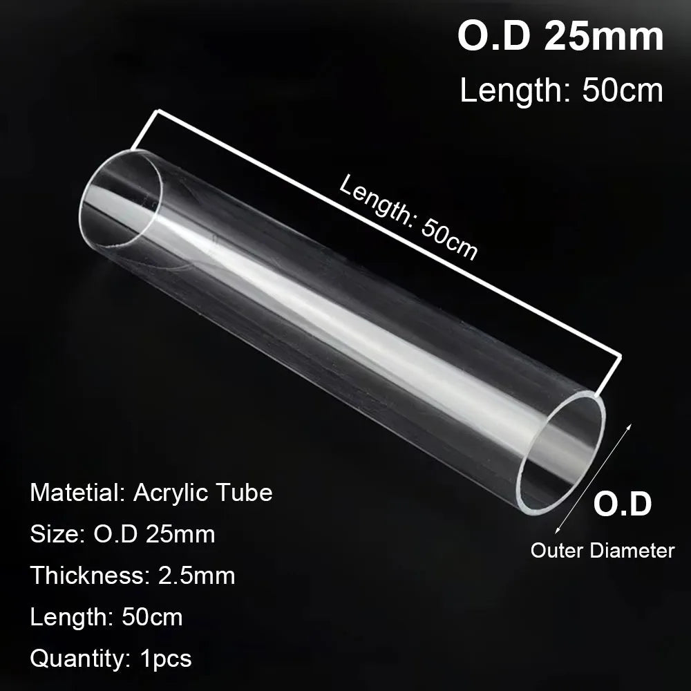 Clear Acrylic Tube for Aquarium & DIY – 20/50cm Multiple Sizes Acrylic Aquarium Tube Richie's OD25mm - 50cm