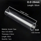 Clear Acrylic Tube for Aquarium & DIY – 20/50cm Multiple Sizes Acrylic Aquarium Tube Richie's OD25mm - 50cm