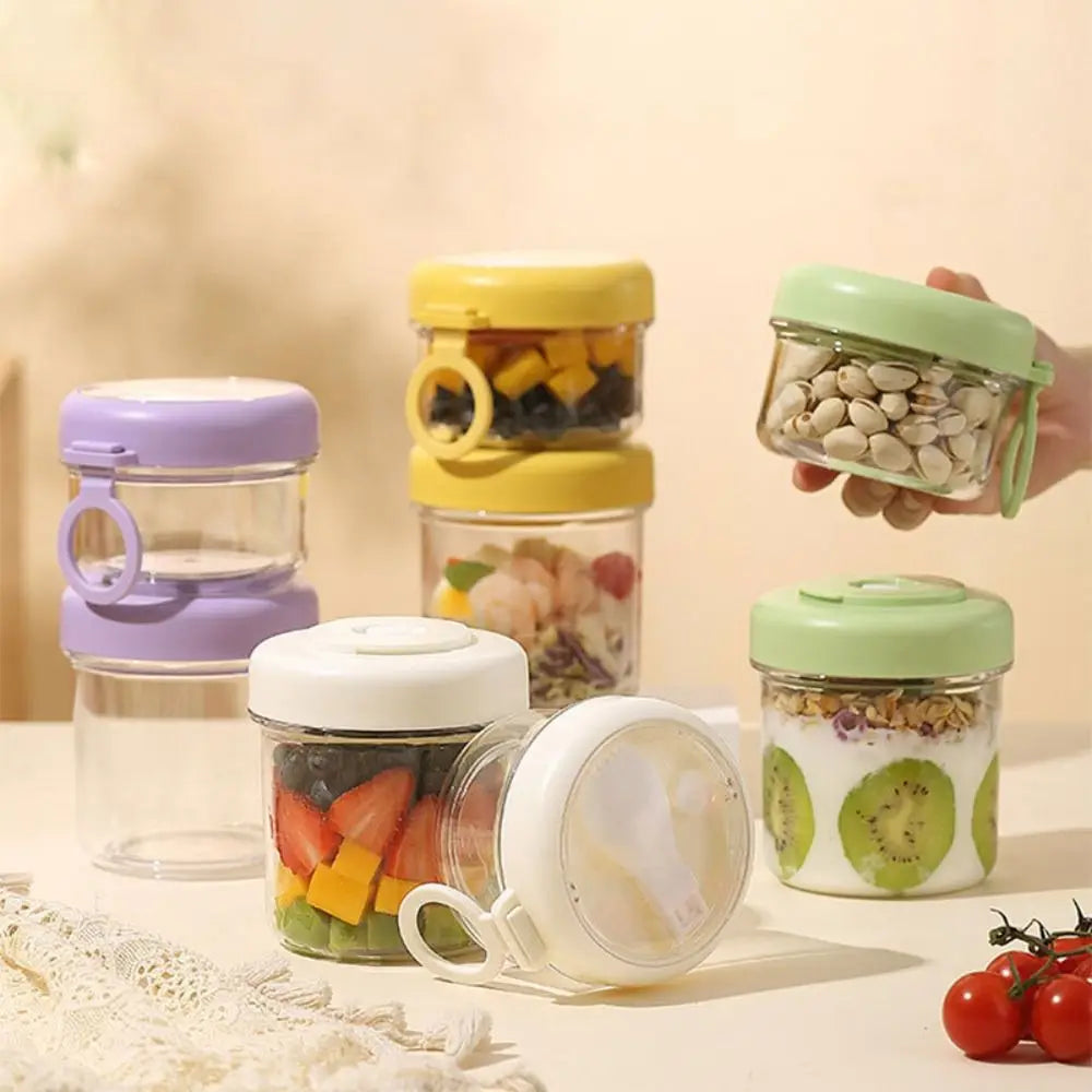Overnight Oats Jars with Lids & Spoons | Double Seal Cup Food Storage Jar Richie's