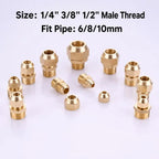 Brass Flare Adapter Hexagon Male Thread 1/4" 3/8" 1/2" Connector Brass Pipe Fitting Richie's