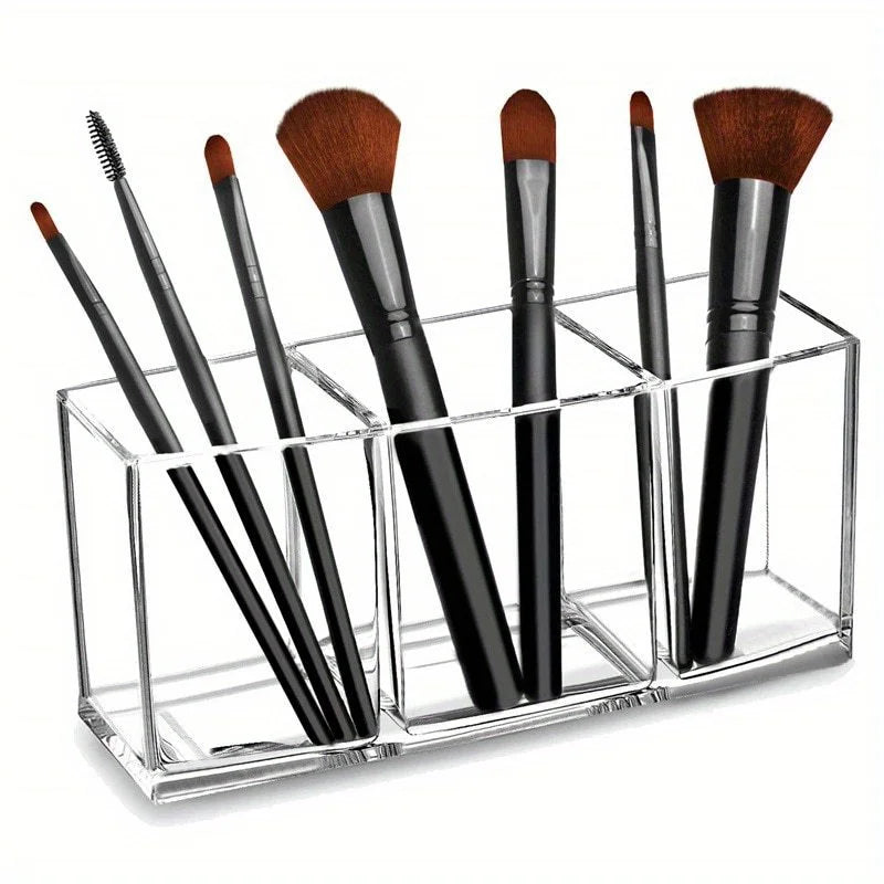Clear 3-Grid Makeup Organizer – Lipstick & Cosmetic Holder Makeup Organizer Box Richie's
