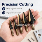 HSS Cobalt Step Drill Bit Set – 5-Piece, 50 Sizes + Case Step Drill Bit Set Richie's