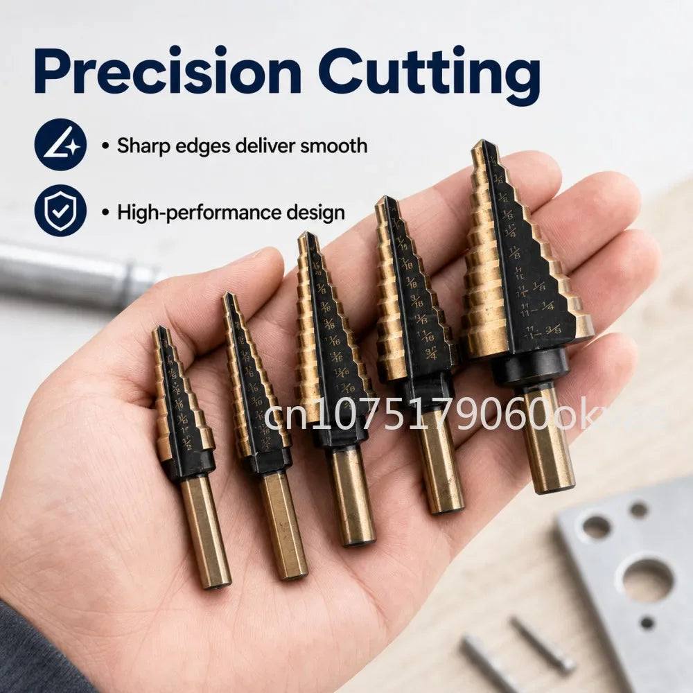 HSS Cobalt Step Drill Bit Set – 5-Piece, 50 Sizes + Case Step Drill Bit Set Richie's