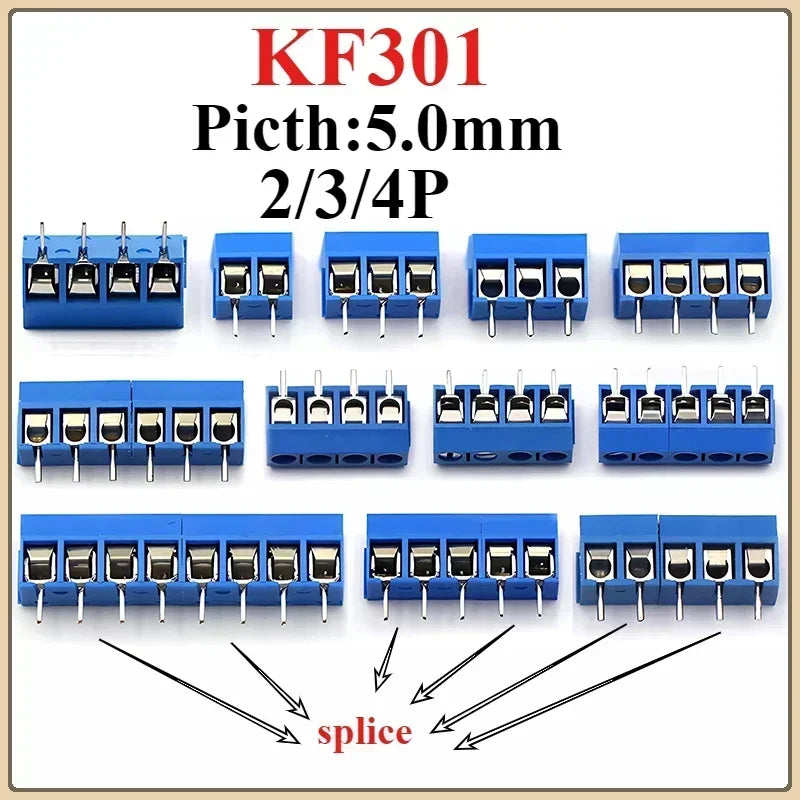 KF301 PCB Screw Terminal Block 2P 3P 4P 5mm Pitch Plug-In PCB Terminal Block Richie's