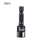 8mm Non-Magnetic Impact Socket CR-Mo Steel 1/4" Hex – 2pc Set Impact Socket Adapter Richie's Black 2PCS