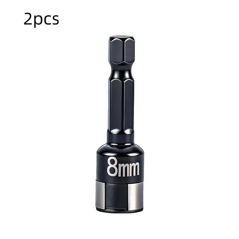 8mm Non-Magnetic Impact Socket CR-Mo Steel 1/4" Hex – 2pc Set Impact Socket Adapter Richie's Black 2PCS