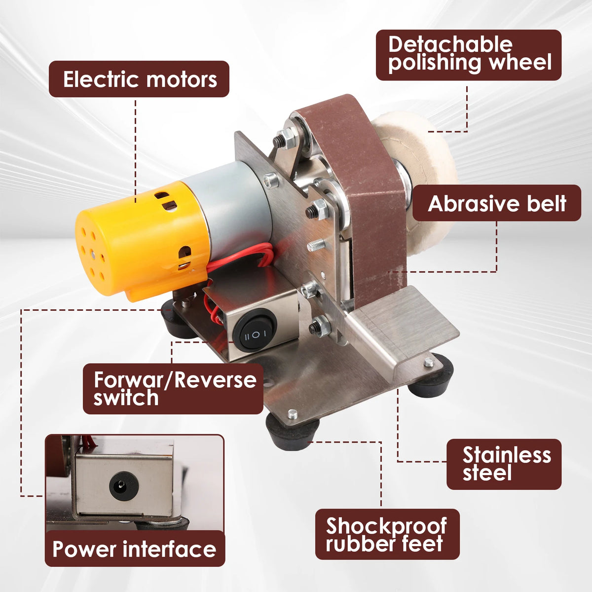 Toorise Mini Electric Belt Sander & Bench Grinder 7-Speed Electric Belt Sander Richie's
