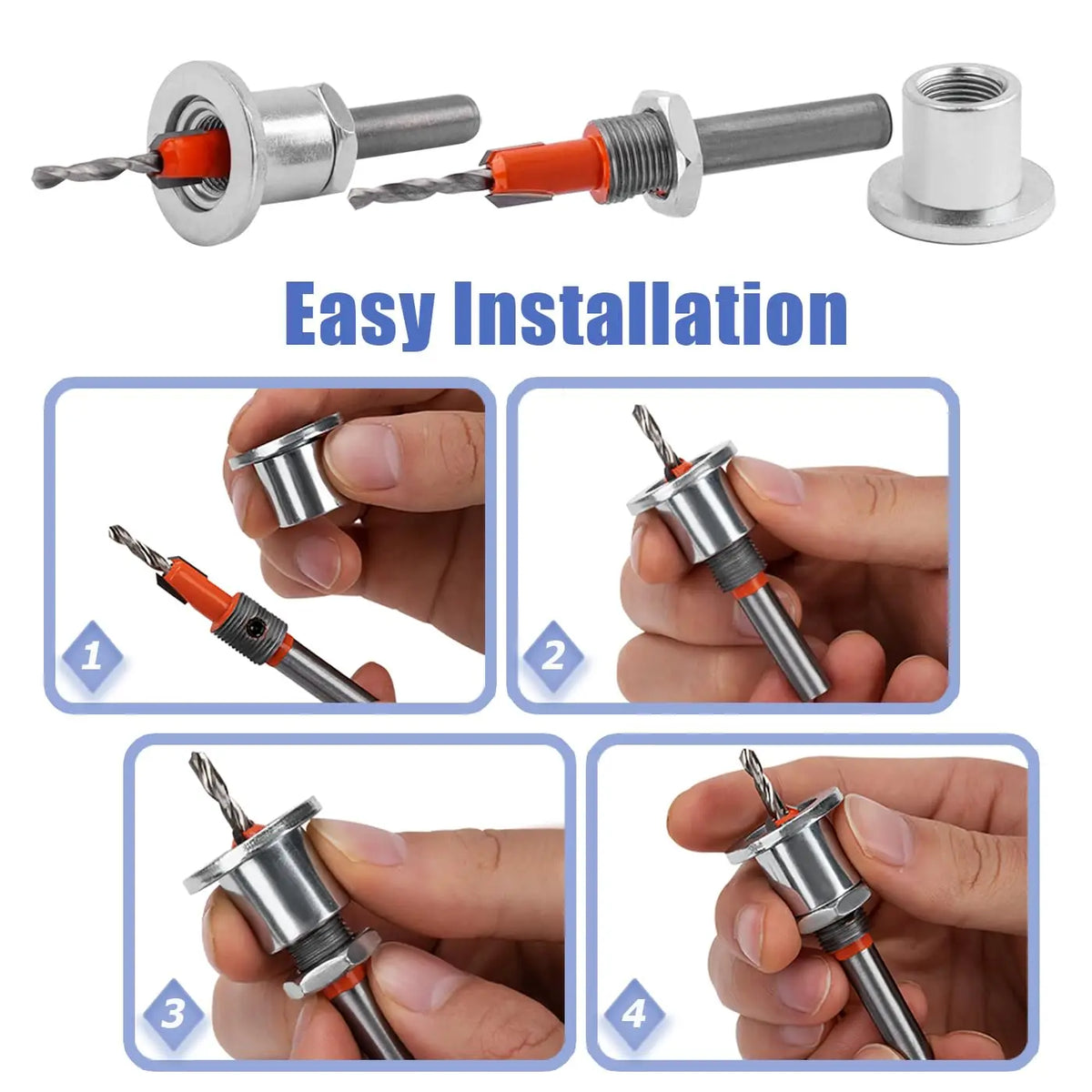 5-Piece Countersink Drill Bit Set with Depth Stop | 8mm Shank Countersink Drill Bit Set Richie's