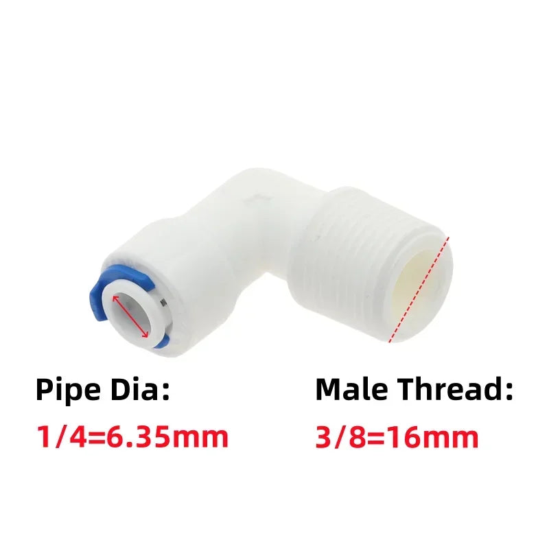 5Pcs RO Water Quick Elbow Fittings – 1/4" & 3/8" Tube Connectors Pipe Elbow Fittings Richie's PL 6.35mm-3I8 Elbow Pipe to Male