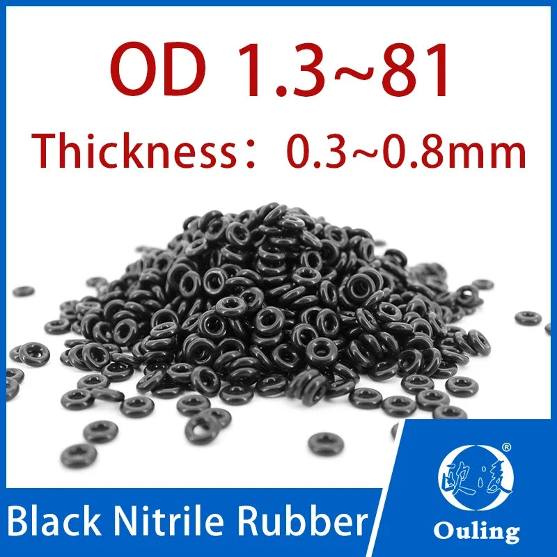 Nitrile Rubber O-Ring Gasket Set – 0.3–0.8mm, OD 1.3–81mm Rubber O-Ring Gasket Richie's