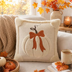 2pc Jacquard Pumpkin Bow Pillow Covers | Fall & Thanksgiving Décor Throw Pillow Covers Richie's