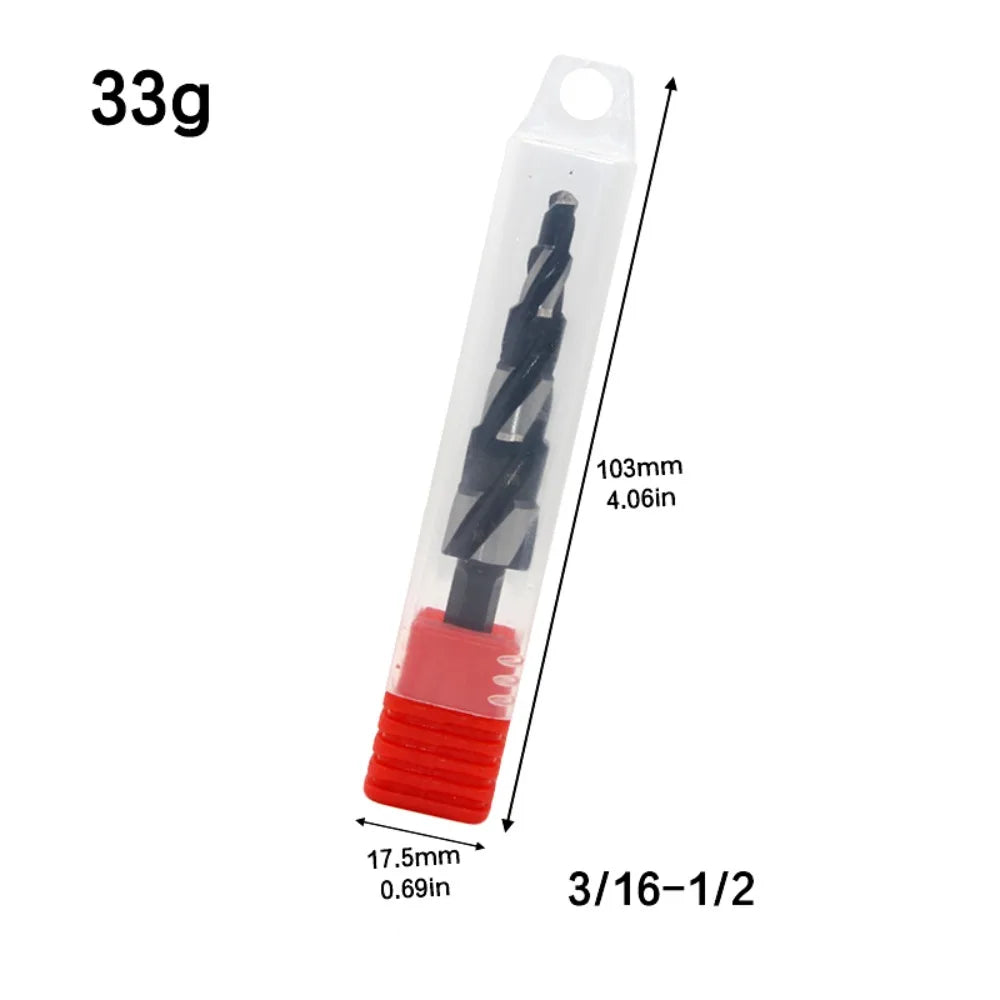 Spiral Step Drill Bit 1/4" Hex Shank Four Flute – Fast Metal Step Drill Bit Richie's 3-16-1-2