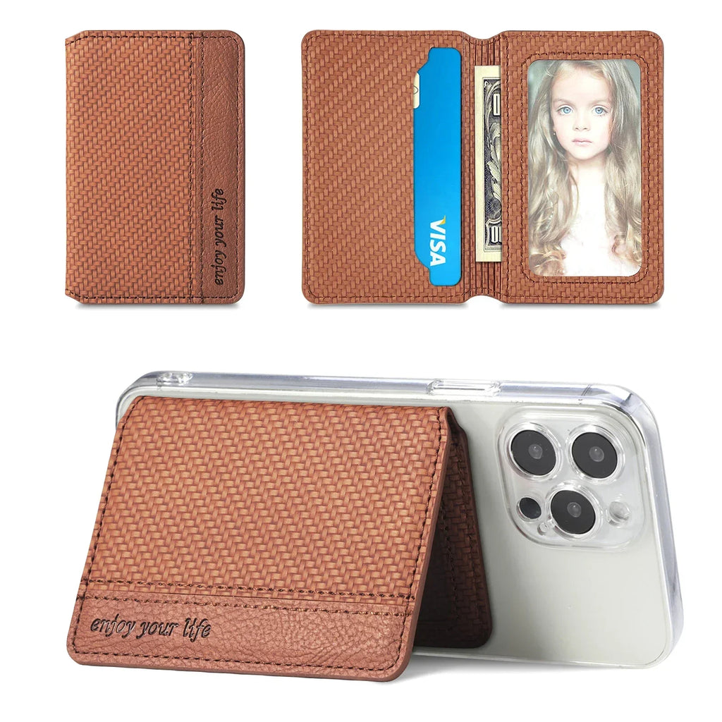 PU Leather Phone Card Holder Adhesive Wallet & Stand Phone Card Wallet Richie's Brown China Mainland