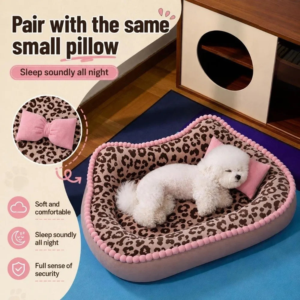 Leopard Print Cat Dog Sofa Bed – Soft Washable Pet Cushion Pet Sofa Bed Richie's