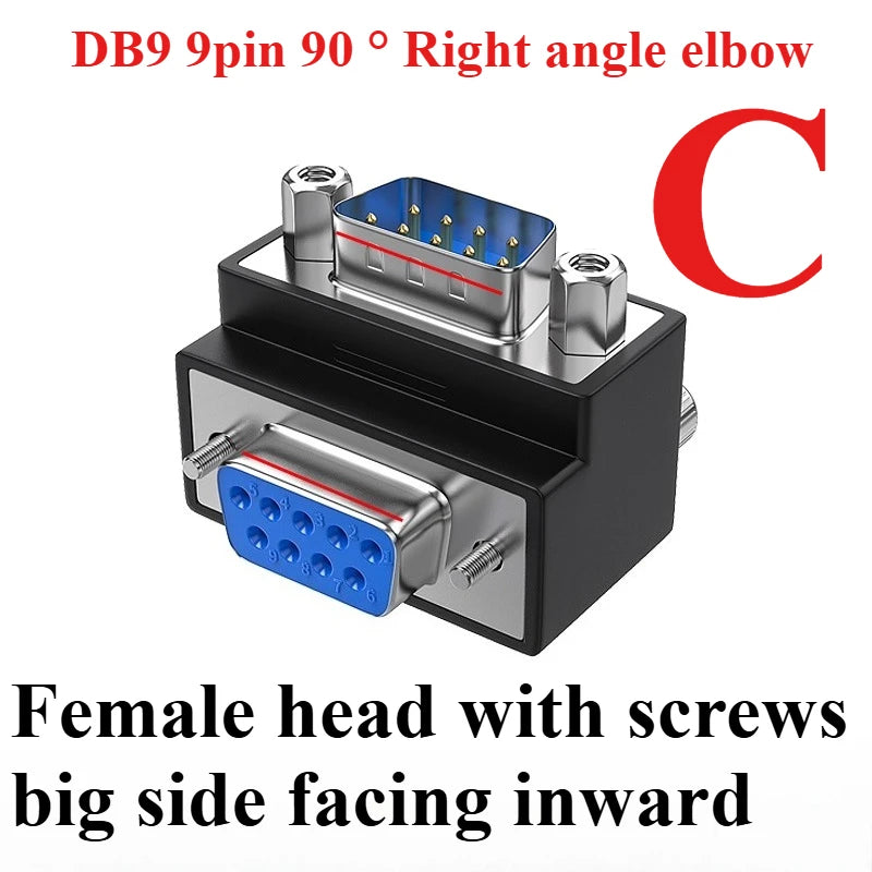 DB9 VGA 90° Right Angle Adapter – 9/15 Pin Male to Female VGA Adapter Connector Richie's C DB9 9 DB9FS90DN