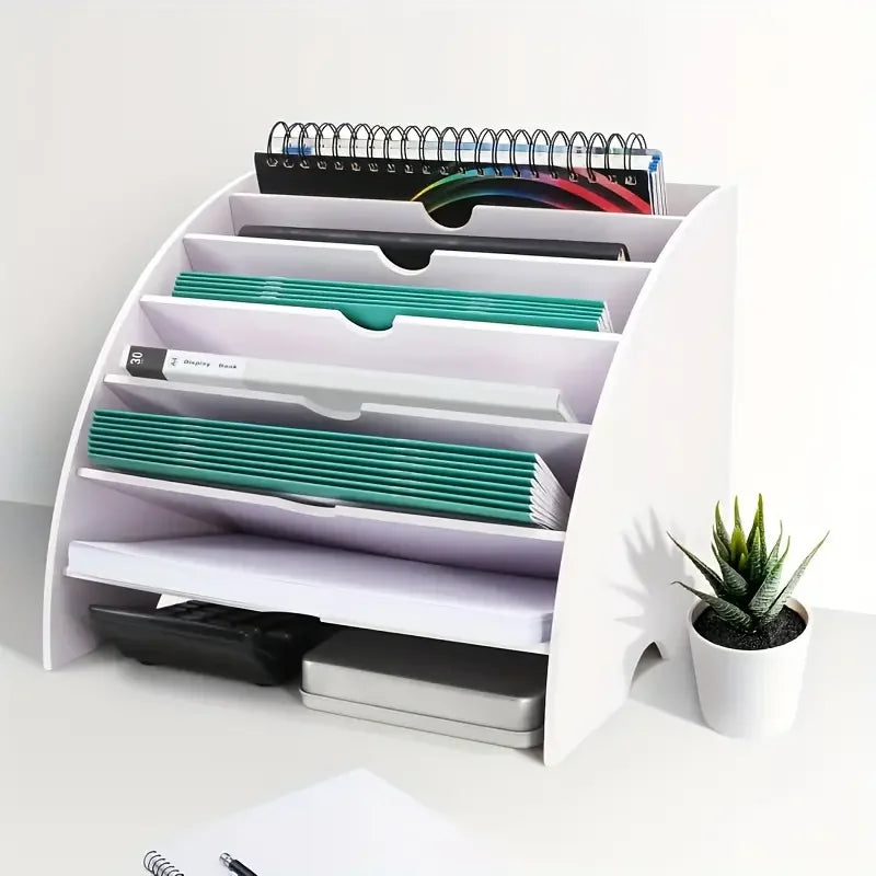 White 7-Tier Desk File Organizer – A4 Paper Holder Desk File Organizer Richie's Default Title