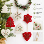 Felt Christmas Ornaments Embroidered Snowflake Tree Star Heart Christmas Ornaments Richie's