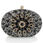 Flower Rhinestone Evening Clutch Bag with Chain – Prom & Wedding Evening Clutch Bag Richie's Black 20x5x15cm