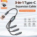 3-in-1 USB-A & Type-C OTG Splitter Hub – Fast Charge & Data USB Hub Adapter Richie's Type-C 26cm(app.)