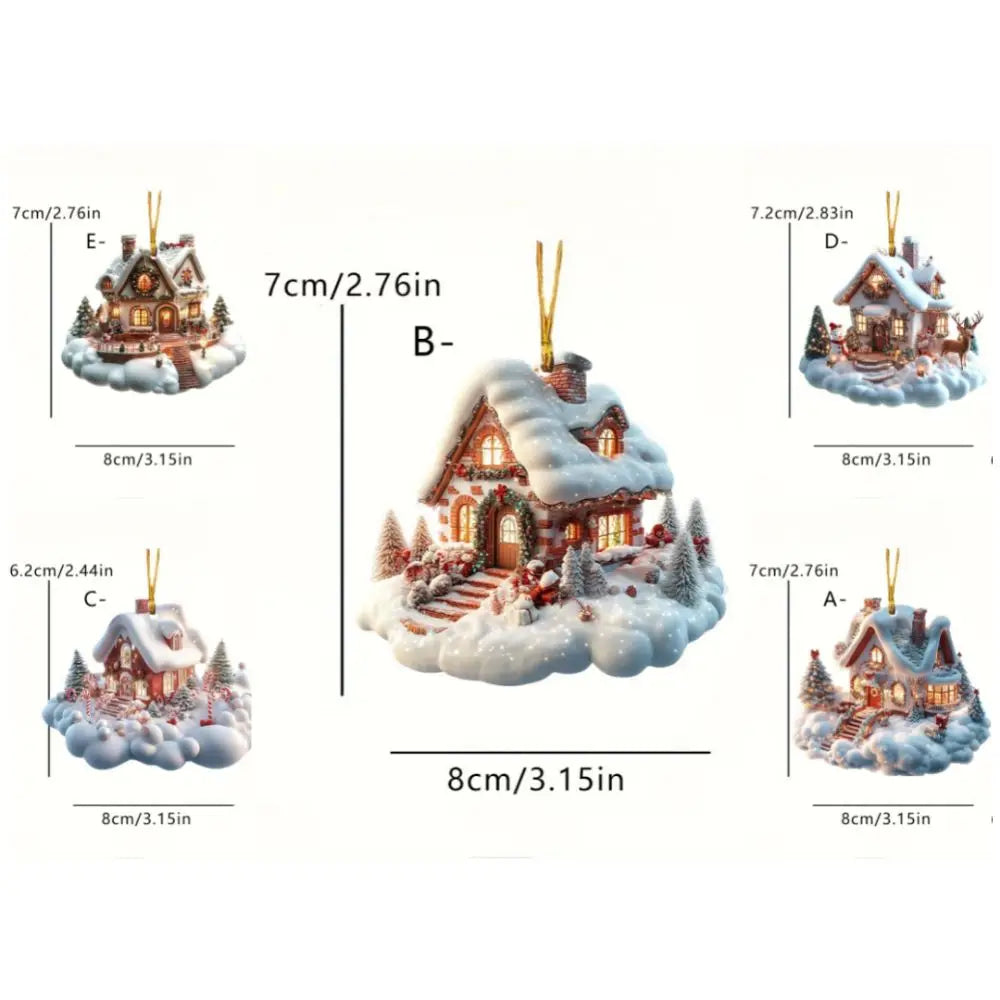 Acrylic Snow House Christmas Tree Hanging Ornaments Christmas Ornaments Richie's