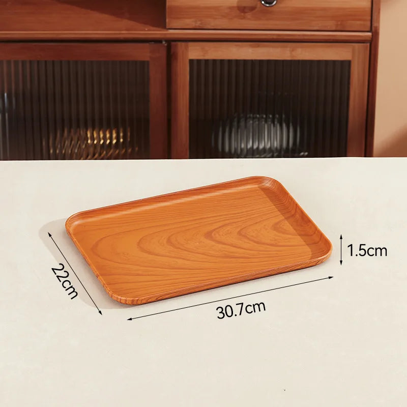 Wood Grain PP Plastic Serving Tray – Tea, Coffee & Food Serving Tray Richie's 30.7x22x1.5cm