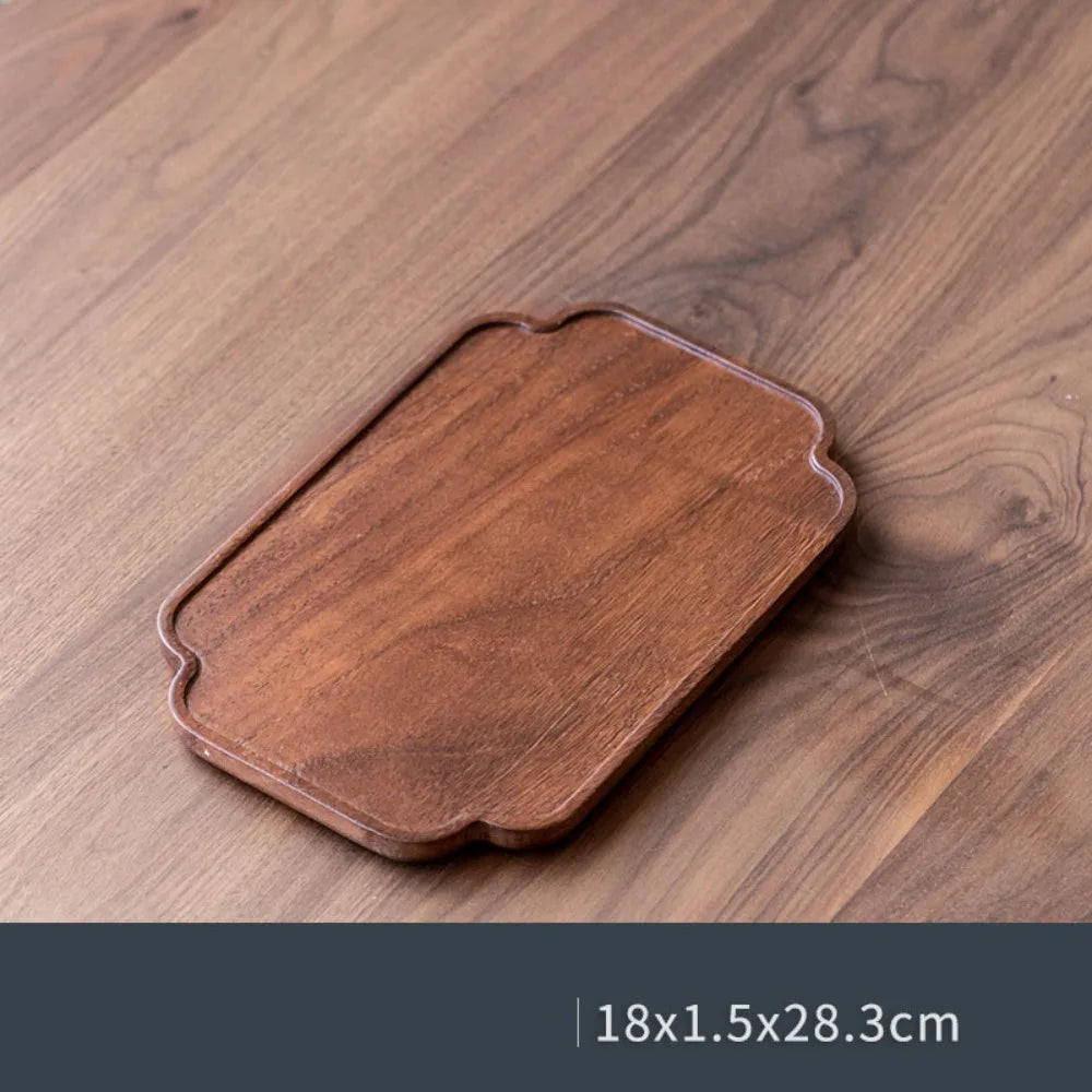 Walnut Wood Leaf Tea Tray – Round Snack & Fruit Serving Platter Wooden Serving Tray Richie's E