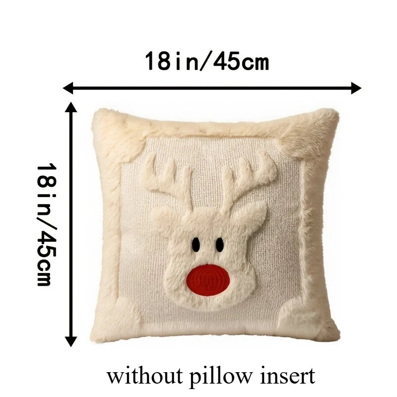 2pcs Christmas Reindeer Pillow Covers – Soft Plush Faux Fur Decorative Pillow Covers Richie's