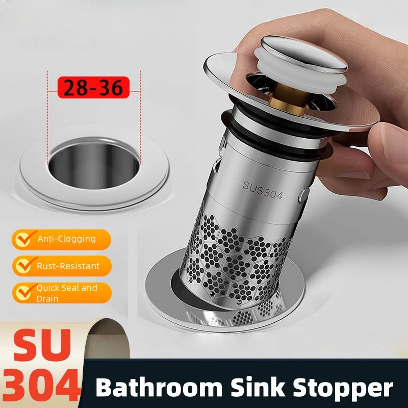 Stainless Steel Sink Drain Stopper & Hair Catcher Basket Sink Drain Stopper Richie's