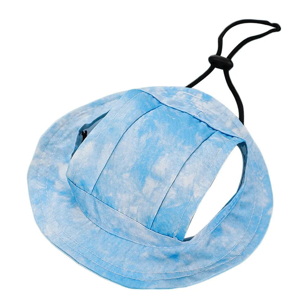 Pet Cowboy Hat with Ear Holes – Adjustable Sun Hat for Dogs & Cats Pet Costume Hat Richie's Blue S